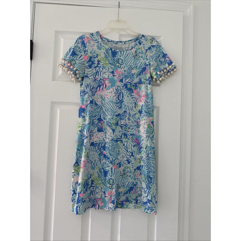 Lilly Pulitzer Womens Coastal Short Sleeve Pom Pom Dress- Size XXS NWOT
